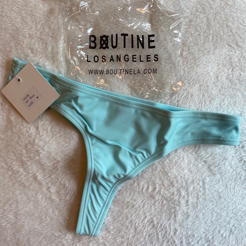 BoutineLA Bikini Thong Bottoms in Off Blue